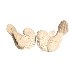 alabaster white carved dove figurines